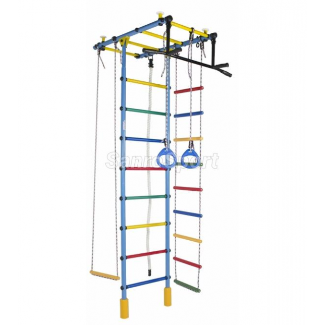 Sporto kompleksas su priedais, balta-geltona, 227x146cm.