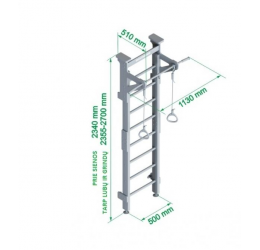 Medinė gimnastikos sienelė ''Eco''  balta 235,5-270x51cm.
