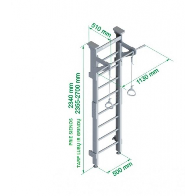Medinė gimnastikos sienelė ''Eco''  balta 235,5-270x51cm.