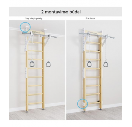 Medinė gimnastikos sienelė ''Eco''  balta 235,5-270x51cm.