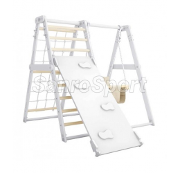 Medinis sporto kompleksas su supynėmis ''Wood'' baltas, 108,5x109x96cm.