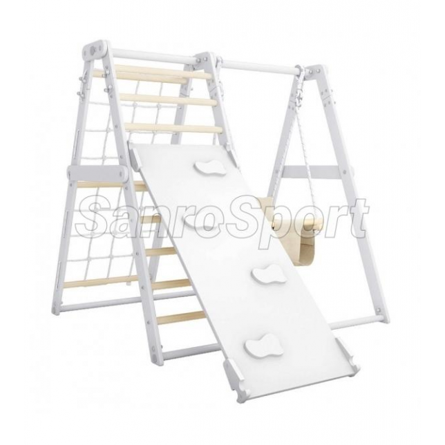 Medinis sporto kompleksas su supynėmis ''Wood'' baltas, 108,5x109x96cm.