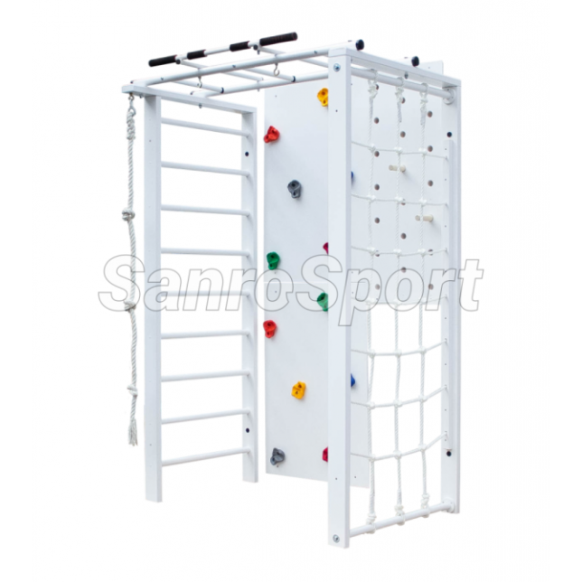 Medinis - daugiafunkcinis sporto kompleksas, baltas, 233x151x103 cm.