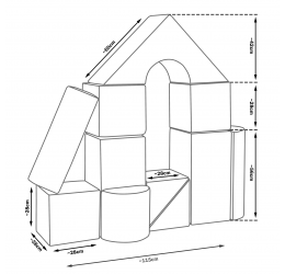 Minkštų kaladėlių komplektas "Building block" / 11 vnt.