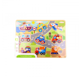 Tooky Toy medinė dėlione ''Transporto priemonės''