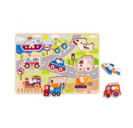 Tooky Toy medinė dėlione ''Transporto priemonės''