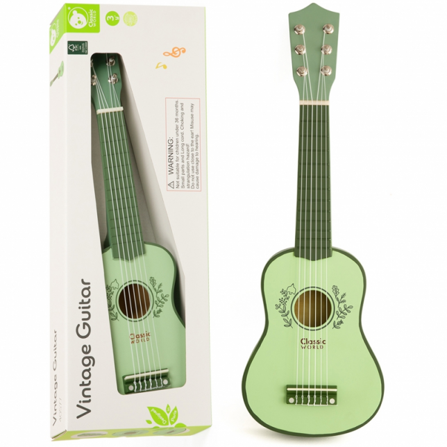 Classic World žalios spalvos medinė gitara