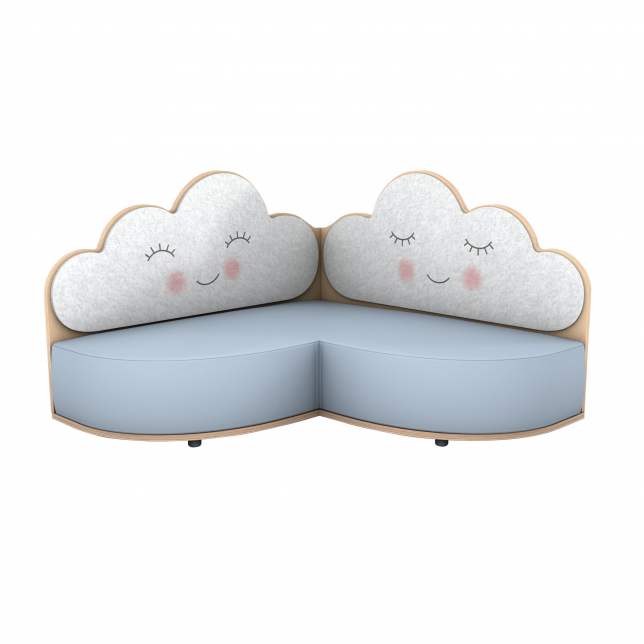 Kampinė akustinė sofa  vaikams "Debesėliai"