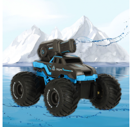 RC automobilis važiuojantis vandeniu ir šaudantis vandeniu, mėlynas