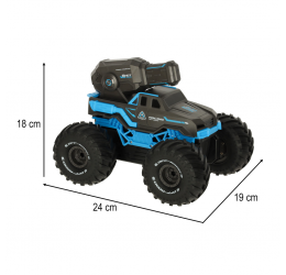 RC automobilis važiuojantis vandeniu ir šaudantis vandeniu, mėlynas