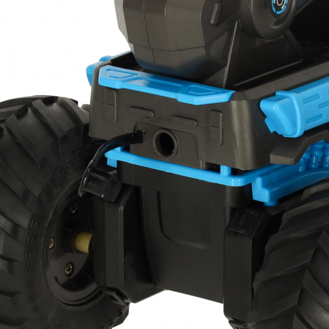 RC automobilis važiuojantis vandeniu ir šaudantis vandeniu, mėlynas