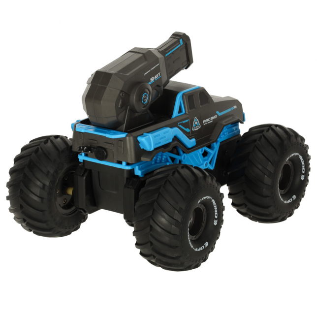 RC automobilis važiuojantis vandeniu ir šaudantis vandeniu, mėlynas