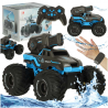 RC automobilis važiuojantis vandeniu ir šaudantis vandeniu, mėlynas