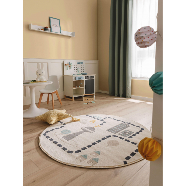 Šviesus apvalus kilimas Juno Beige ø 120 cm