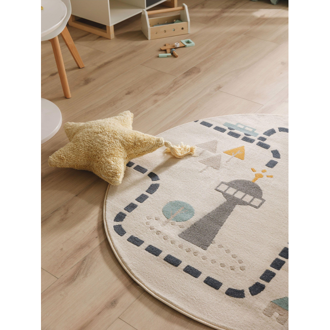 Šviesus apvalus kilimas Juno Beige ø 120 cm