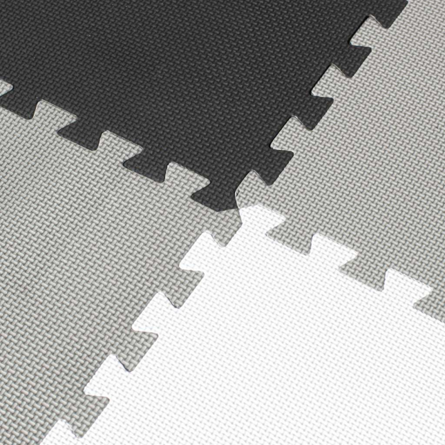 Edukacinis putplasčio kilimėlis 180 x 180 cm., 9 detalės, pilkas- kreminis