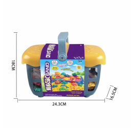 WOOPIE kinetinio smėlio rinkinys krepšelyje su formelėmis 0,8kg.