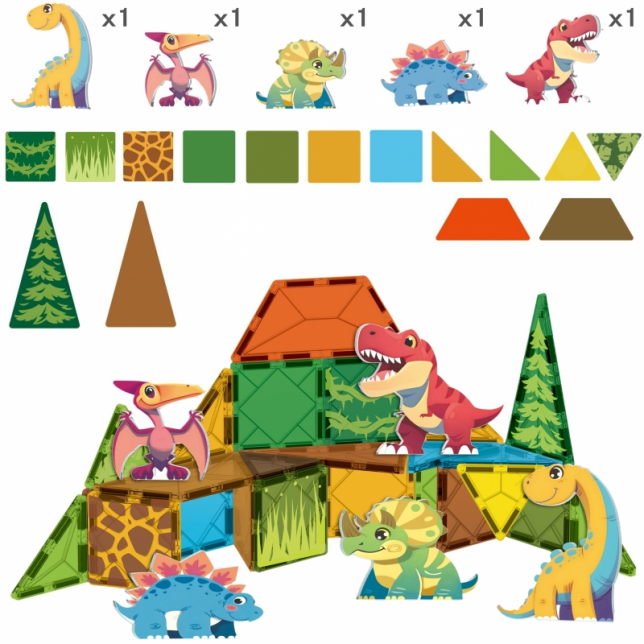 Magnetinis konstruktorius - Dinozaurai, 30 dalių