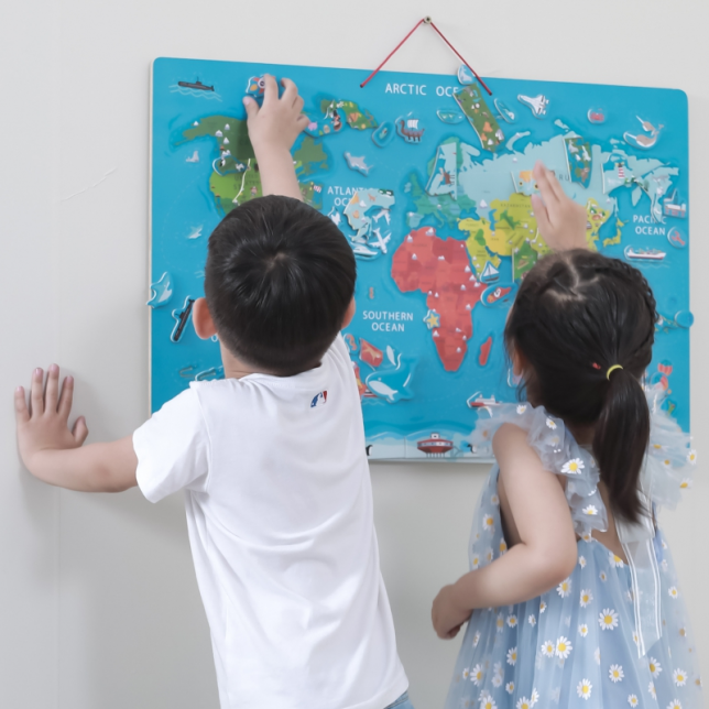 Viga 2in1 Montessori Magnetinė Pasaulio Žemėlapio Lenta