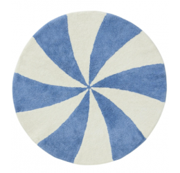Apvalus skalbiamas kilimas vaikų kambariui - Cecilia Blue/White