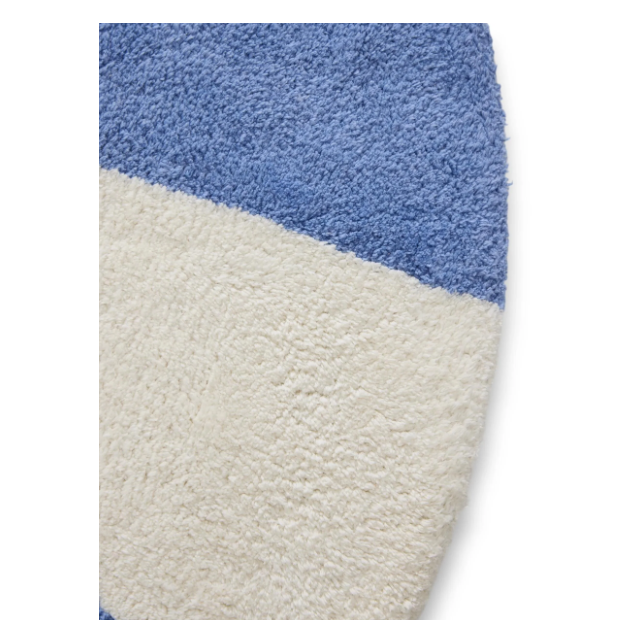 Apvalus skalbiamas kilimas vaikų kambariui - Cecilia Blue/White