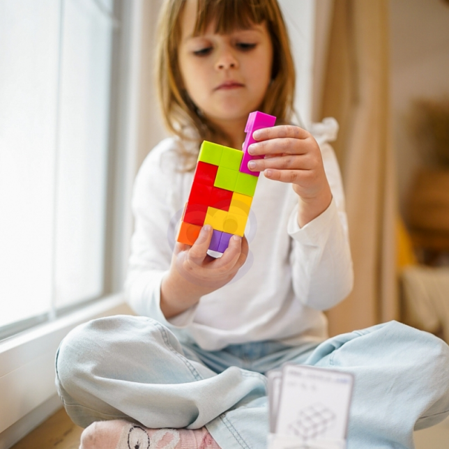 WOOPIE dėlionė „Tetris kubas“ su kortelių rinkiniu