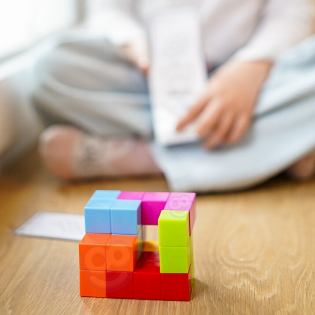 WOOPIE dėlionė „Tetris kubas“ su kortelių rinkiniu