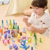 VIGA medinės edukacinės kaladėlės – Montessori dėlionė, 58 vnt.