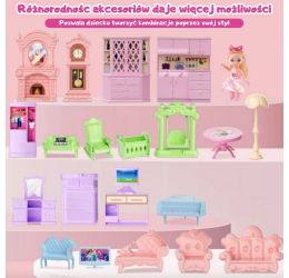 WOOPIE Vila lėlių namelis su 156 detalėmis