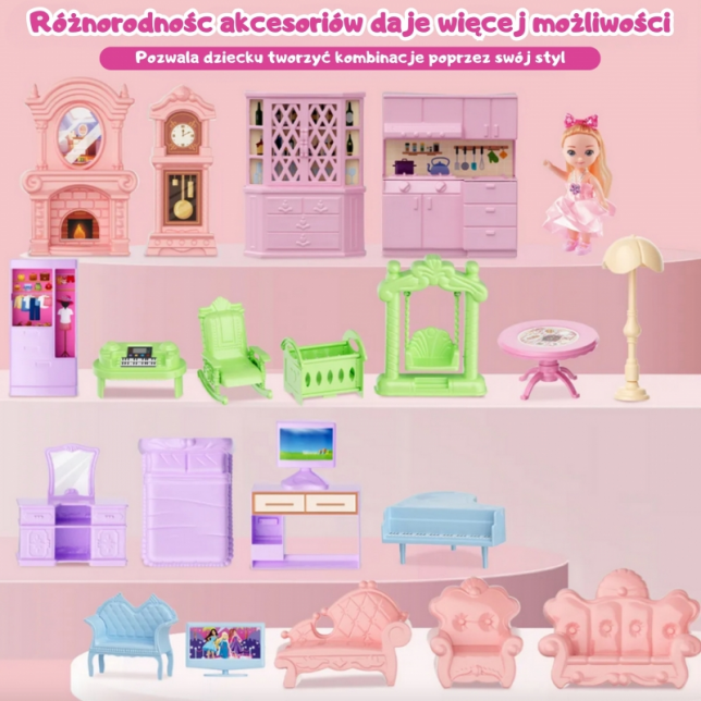 WOOPIE Vila lėlių namelis su 156 detalėmis