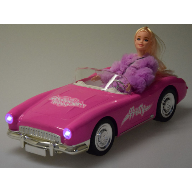 Nuotoliniu būdu valdoma retro „Cadillac“ mašina su elegantiška lėle