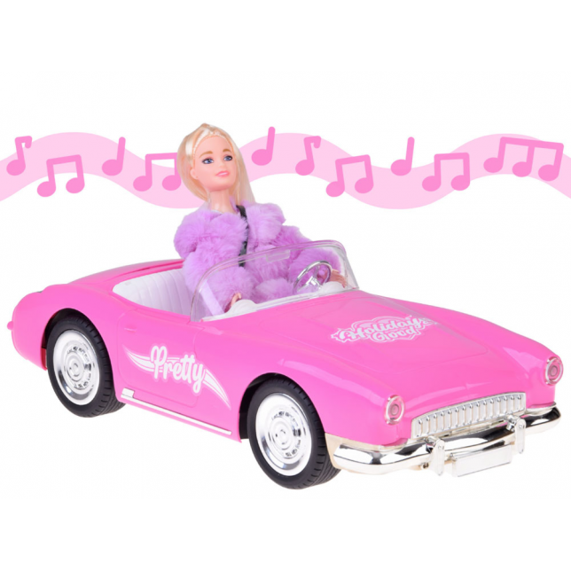 Nuotoliniu būdu valdoma retro „Cadillac“ mašina su elegantiška lėle