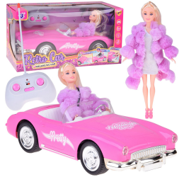 Nuotoliniu būdu valdoma retro „Cadillac“ mašina su elegantiška lėle