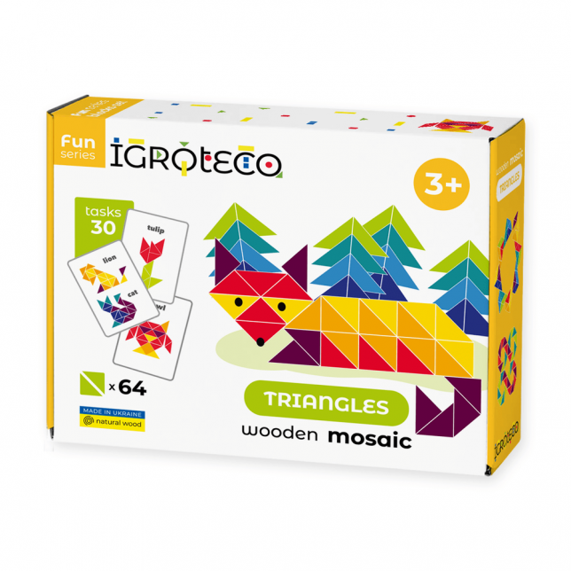 Medinė trikampių mozaika „Igroteco“ (64 detalės)