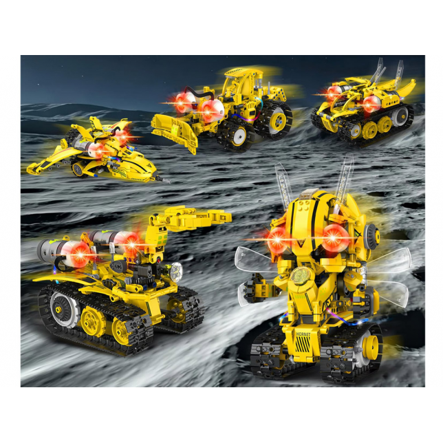 Konstruktorius „Robots Pro 5in1“ su nuotolinio valdymo pultu ir LED apšvietimu, 673 det.