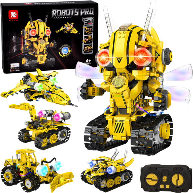 Konstruktorius „Robots Pro 5in1“ su nuotolinio valdymo pultu ir LED apšvietimu, 673 det.