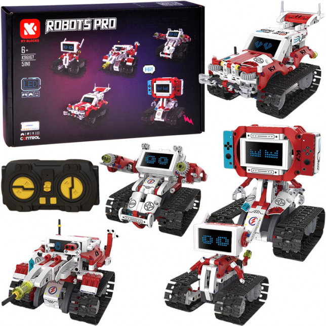 Robots Pro 5in1 techninis konstruktorius su pulteliu ir LED ekranu