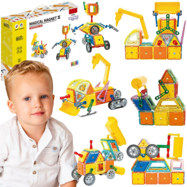 3D Magnetiniai blokeliai ''Transportas'' 80vnt.