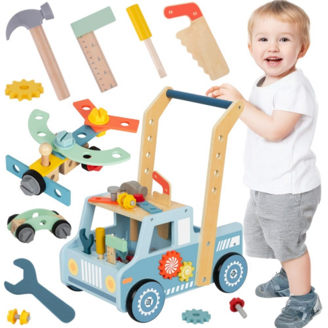 Tooky Toy medinė vaikštynė–dirbtuvės