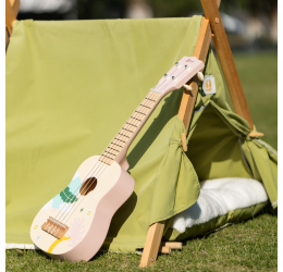 Rožinė medinė ukulele iš „Classic World“
