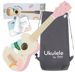 Rožinė medinė ukulele iš „Classic World“
