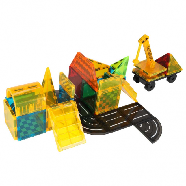 3D magnetinių konstravimo blokų rinkinys „Statybos technika“ (50 detalių)