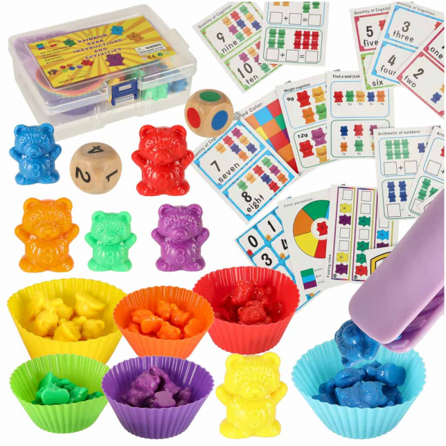 Montessori meškiukų skaičiavimo rinkinys – 44 elementai