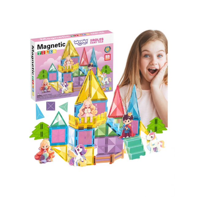 WOOPIE 3D magnetinis konstruktorius-edukacinis rinkinys-Pasakų pilis 55 vnt.