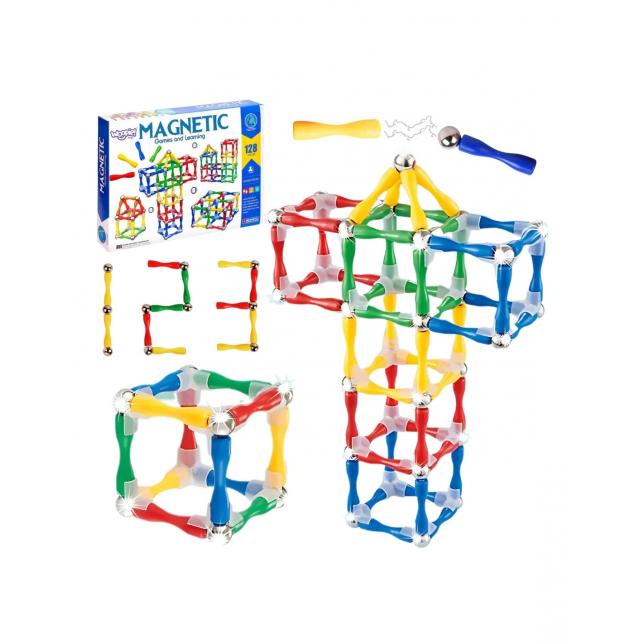 WOOPIE 3Dmagnetiniė konstruktoriaus kaladėlės 128 vnt. XXL