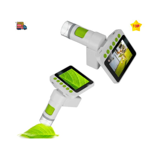 Mikroskopas su LCD Youngster, 4K nuotraukų įrašymas ir Full HD vaizdo įrašymas.