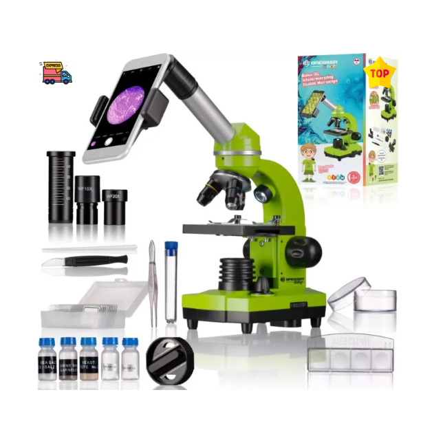 Mikroskopas JUNIOR Biolux SEL Student 40x-1600x Žalias