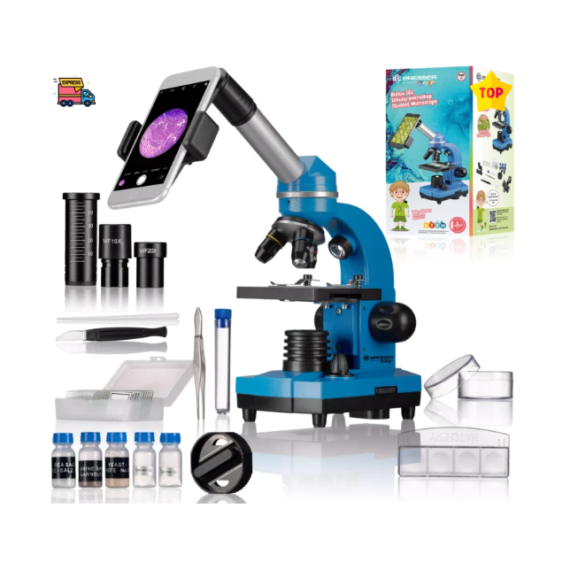 Mikroskopas JUNIOR Biolux SEL Student 40x-1600x Mėlynas