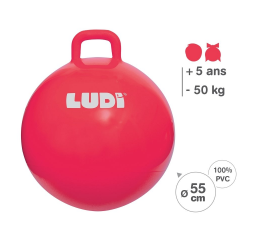 LUDI šokinėjimo kamuolys, raudonas 55 cm