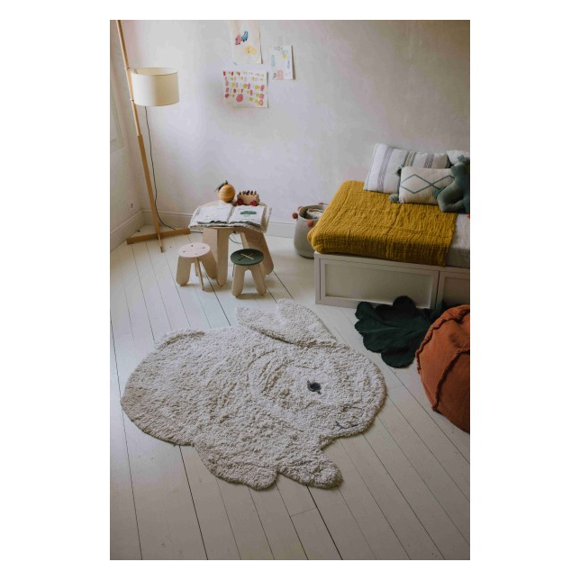Stilingas medvilninis kilimas 120x160cm., melsvas